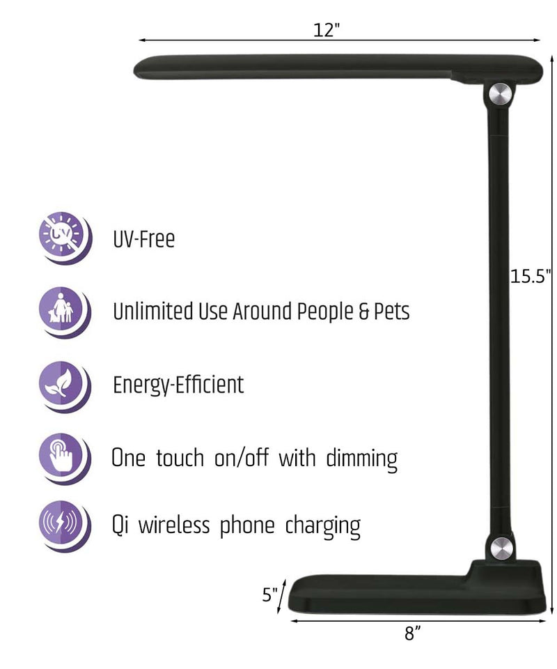 Brilli 15"H LED Desk Lamp (Set of 2) Matte Black Finish with Wireless Charging