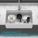 Kitchen Sink Workstation 33" Single Bowl Sink With Work Surface - White by HouseOfZazla