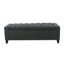 Contemporary Storage Ottoman With Tufted Top - Dark Gray by HouseOfZazla