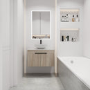 30" Modern Design Float Bathroom Vanity With Ceramic Basin Set, Wall Mounted White Oak Vanity With Soft Close Door, KD-PackingD-Packing Pieces