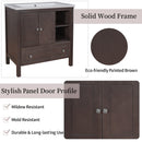 30" Bathroom Vanity Base Only, Solid Wood Frame, Bathroom Storage Cabinet with Doors and Drawers, Brown