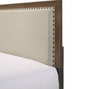 Panel Bed With Fabric Upholstered Tufted Nailhead Trim Headboard