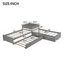 L Shaped Platform Bed With Trundle And Drawers Linked With Built In Desk by HouseOfZazla