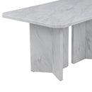 6-Piece Modern Style Dining Set with Faux Marble Table and 4 Upholstered Dining Chairs & 1 Bench (White)