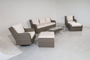 Luxury Rattan Patio Conversation Set – Includes 2 Swivel Chairs, Sofa, Coffee Table, And 2 Ottomans With Premium by HouseOfZazla