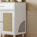 Cat Litter Box Enclosure With Scratch Pad, Hidden Litter Box Furniture, Wooden Pet House Sideboard, Storage Cabinet, Fit Most Cat And Litter Box, For Living Room Bedroom Office - White / Light Brown by HouseOfZazla