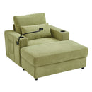 Modern Style Armchair Chaise Lounge Sofa Couch With Movable Storage Ottoman, USB Ports, Cup Holders, Phone Holder, Side Pockets by HouseOfZazla