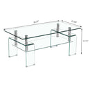 Modern Tempered Glass Coffee Table With 2 Tier Storage For Living Room by Unique Piece Furniture
