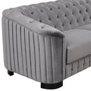 64" Velvet Upholstered Loveseat Sofa, Modern Loveseat Sofa with Thick Removable Seat Cushion, 2-Person Loveseat Sofa Couch for Living Room, Bedroom, or Small Space, Gray