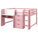 Low Loft Bed With Built In Desk, Storage Cabinets, Open Bookcase And Doodle board by HouseOfZazla
