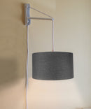 16"W MAST Plug-In Wall Mount Pendant 2 Light White Cord/Arm with Diffuser Granite Gray Shade