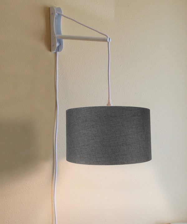 16"W MAST Plug-In Wall Mount Pendant 2 Light White Cord/Arm with Diffuser Granite Gray Shade, photo 2 of 7