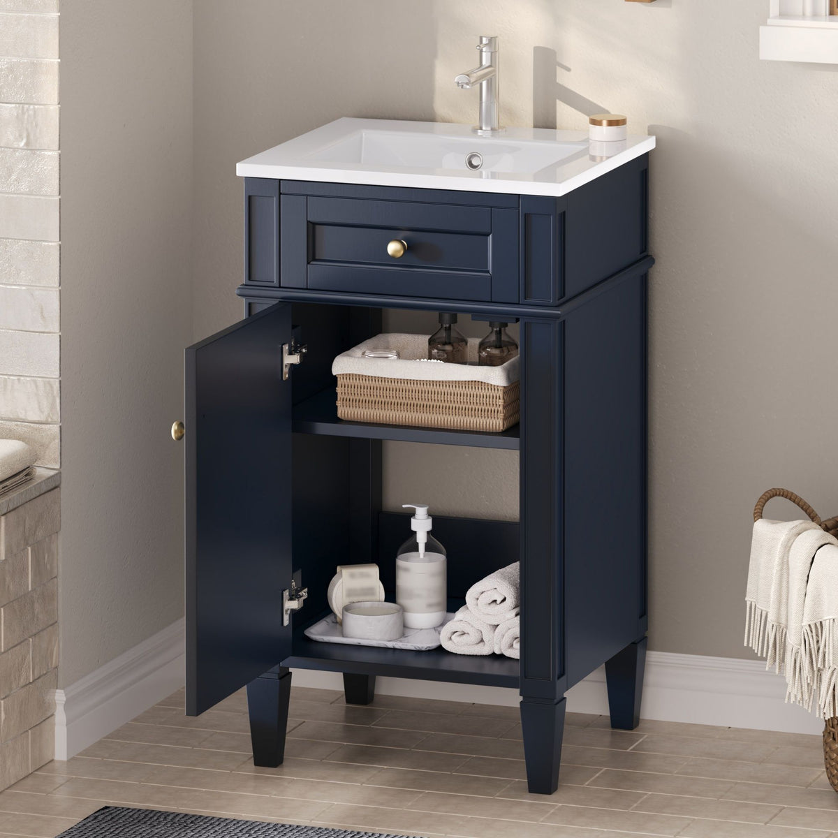 French Style Bathroom Vanity With Sink, Soft-Closing Door, Adjustable Shelf, Rectangular Design, photo 20 of 21