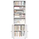 Bookcase Tall 5-Tier Adjustable Storage Shelf With Door Deep - White by HouseOfZazla