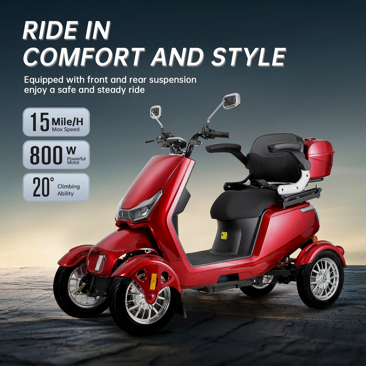 Electric Mobility Scooter with Big Size and High Power, photo 8 of 9