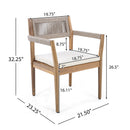 Braided Acacia Wood Outdoor Dining Chairs Set of 2 – Teak Look with Beige Rope & Cream Cushions by HouseOfZazla