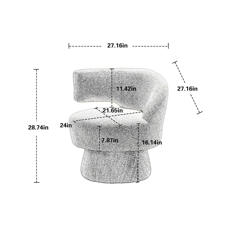 360 Degree Swivel Cuddle Barrel Accent Chairs, Round Armchairs with Wide Upholstered, Fluffy Fabric Chair for Living Room, Bedroom, Office, Waiting Rooms