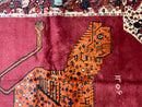 5 X 6 Handmade Rug Zagros Quality Wool Rug Lion Organic Dyes Red Leopard Tribal