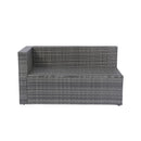 5 Pieces Rattan Sectional Outdoor Furniture Cushioned U Sof Set With 2 Pillow - Gray / Black by HouseOfZazla