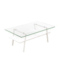 Rectangle Coffee Table, Tempered Glass Tabletop With Metal Legs, Modern Table For Living Room by HouseOfZazla