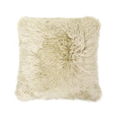 Astrid - Square New Zealand Sheepskin Accent Throw Pillow Cover With Feather Insert - Taupe / Natural by HouseOfZazla