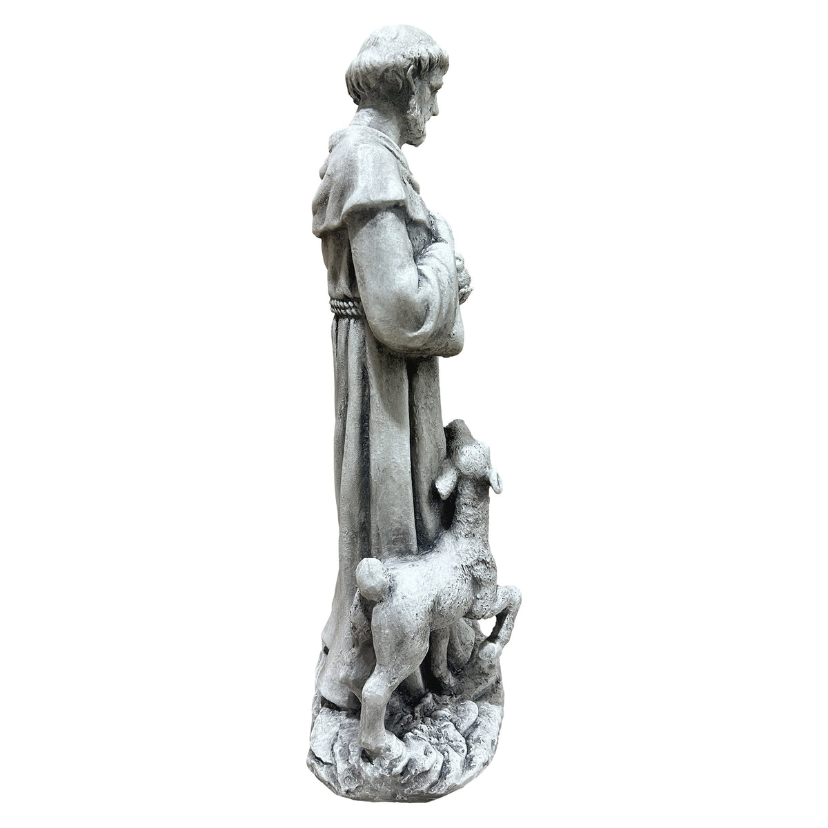 Magnesium Oxide Saint Statue With Lamb Weatherproof Religious Sculpture, photo 4 of 7
