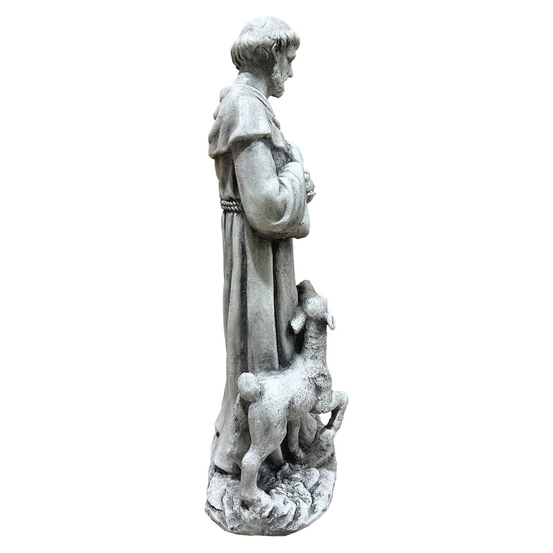 Magnesium Oxide Saint Statue With Lamb Weatherproof Religious Sculpture, photo 4 of 7