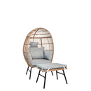 Outdoor Garden Wicker Egg Chair And Footstool Patio Chaise, With Cushions, Outdoor Indoor Basket Chair by HouseOfZazla