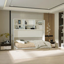 Mordern Design Twin Size Horizontal Murphy Bed With Shelf Storage For Bedroom Or Guestroom Wall Bed Space Saving Hidden Bed With New Style Gas Struts - White by Unique Piece Furniture