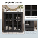 Modern Bathroom Vanity With Ceramic Sink, Tempered Blurred Glass Doors