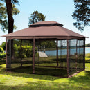 13 0 Outdoor Patio Gazebo Canopy Tent With Ventilated Double Roof And Mosquito Net (Detachable Mesh Screen On All Sides) Suitable For Lawn Garden Backyard And Deck Top - Brown by HouseOfZazla