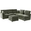 Modern Modular U-Shaped Sofa Bed With Movable Ottoman, USB Ports, Phone Holder by HouseOfZazla