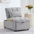 4 in 1 Multi-Function Single Sofa Bed with Storage Pockets Gray
