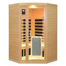 Low Emf Front Door With Heating Panel 2 Persons Hemlock Far Infrared Corner Indoor Sauna Room - Natural by HouseOfZazla