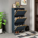 Modern Rattan 3 Door Shoe Rack Cabinet For Entryway by Unique Piece Furniture