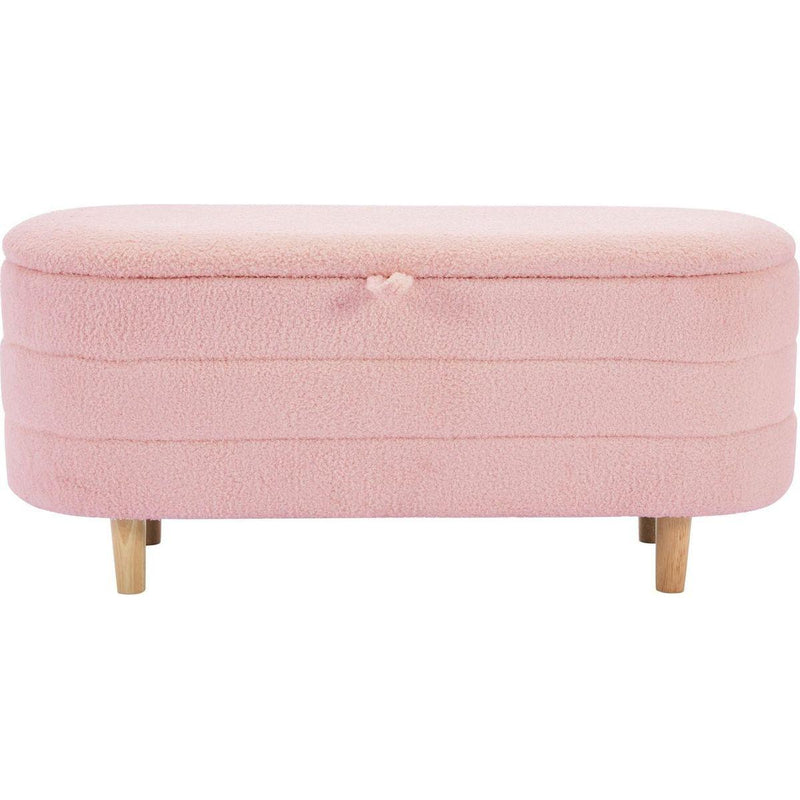 2-Pieces Bedroom Sets Twin Size Flower-Shaped Upholstered LED Platform Bed with Storage Ottoman-Sherpa Fabric, Pink