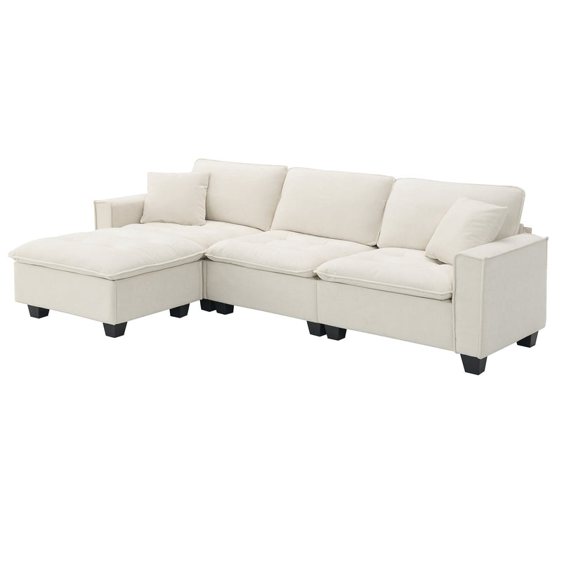 Walker Edison | Modern Cloud Sectional L Shape Couch w Ottoman