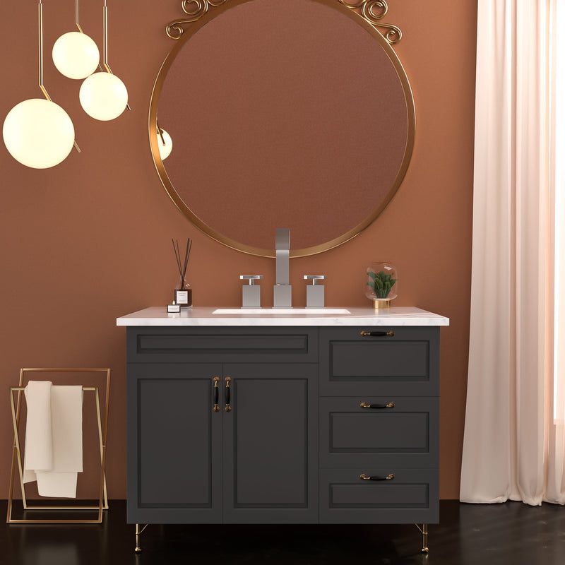 2 Handle Widespread Bathroom Faucet 3 Hole, with Pop Up Drain and 2 Water Supply Lines, Matte Black