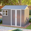 8'x6' Large Steel Storage Shed with Window, Lockable Doors & Sloped Roof, Heavy Duty Outdoor Tool Shed for Garden, Patio, Backyard, Lawn - Dark Gray by Montret