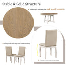 5-Piece Farmhouse Dining Table Set Wood Round Extendable Dining Table and 4 Upholstered Dining Chairs (Oak Natural Wood + Antique White)