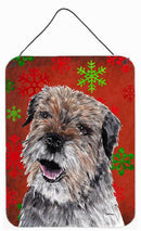 Border Terrier Red Snowflake Christmas Wall or Door Hanging Prints