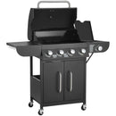 Gas Grill, 4 Burner Propane Gas Grill with Side Burner by HouseOfZazla
