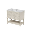 Bathroom Vanity With Medicine Cabinet, Storage Cabinet With 4 Drawers, Adjustable Shelf Mirror by Unique Piece Furniture