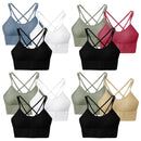 3Packs Women Cross Back Sport Bras Padded StrappyÊMedium Support Bras SexyÊFitnessÊTank Tops with Removable Pads for Gym Yoga Workout Running