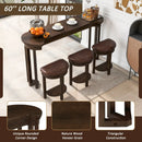 4 Piece Bar Table Set with3 PU Upholstered Bar Stools, Breakfast Table with 3 Padded Stools Solid Wood Counter Height Dining Table Set for Living Room, Dining Room. Espresso by Montret