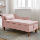 Chaise Lounge Indoor, Lounge Chair For Bedroom With Storage & Pillow, Modern Upholstered Rolled Arm Chase Lounge For Sleeping With Nailhead Trim For Living Room Bedroom Office by Unique Piece Furniture