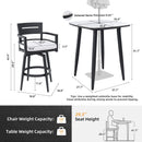 Modern Outdoor Patio Bar Set, Rounded Square Table & Bar Chairs, Non Rust Frame, Tapered Legs, Sunbrella Cushion
