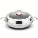13.4-Inch Stainless Steel Double-Handled Soup Pot and Frying Pan with Lid
