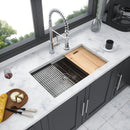33" Undermount Kitchen Sink Single Bowl Stainless Steel Ledge Workstation In Brushed Nickel, 16 Gauge 304 Stainless Steel, 33 X 19 X 9 Inch by HouseOfZazla