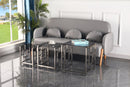 3 Pieces Silver Square Nesting Glass End Tables- Small Coffee Table Set- Stainless Steel End Tables with Dark Gray Tempered Glass- 18" Modern Minimalist Small Coffee Tables for Living Room